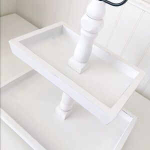 Distressed White Foundations Decor Tiered Tray Rectangle